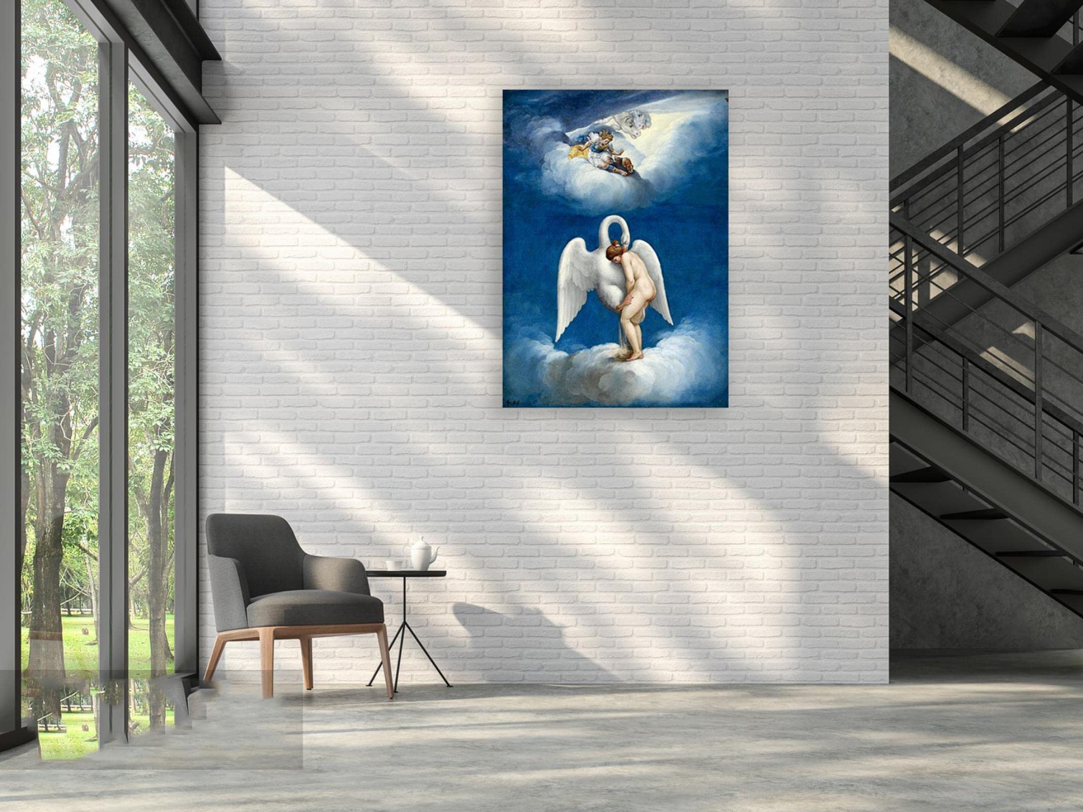 Amazon.co.jp: レリオ・オルシ(白鳥)の有名な絵画の複製。印象派の風景